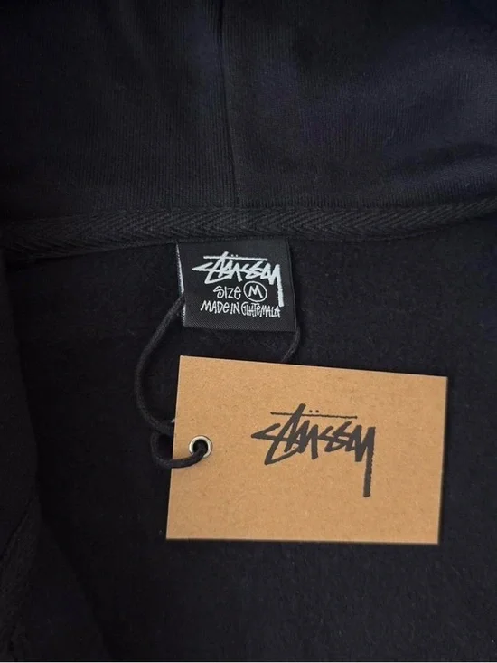 Stussy Black Zip Hoodie with White Logo - Picture 3 of 6